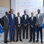 Director, UnicloudAfrica, Seyi Katola; Chief Executive Officer, Open Access Data Centres, Ayotunde Coker; President, Association of Telecommunications Companies of Nigeria, Tony Emoekpere; Chief Executive Officer, UnicloudAfrica, Ladi Okuneye; Chief Executive Officer, Internet Exchange Point of Nigeria, Muhammed Rudman; and Chief Marketing Officer, UnicloudAfrica, Chuck Umeh, at the official launch of UnicloudAfrica, a cloud services provider, held on Monday in Lagos.