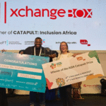 Caption: Chief Executive Officer, XchangeBox, Abiola Jimoh, celebrates his company’s win at the 8th edition of Catapult: Inclusion Africa, a continental accelerator programme held in Nairobi, Kenya