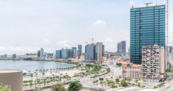 Construction site and urban infrastructure development at the Mbanza Congo Centrality housing project in Angola.